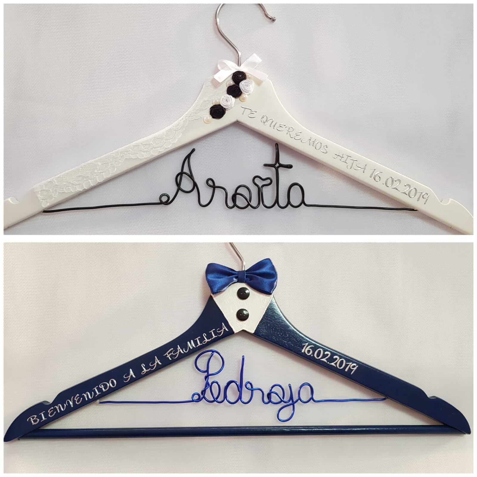 perchas personalizadas, perchas novios