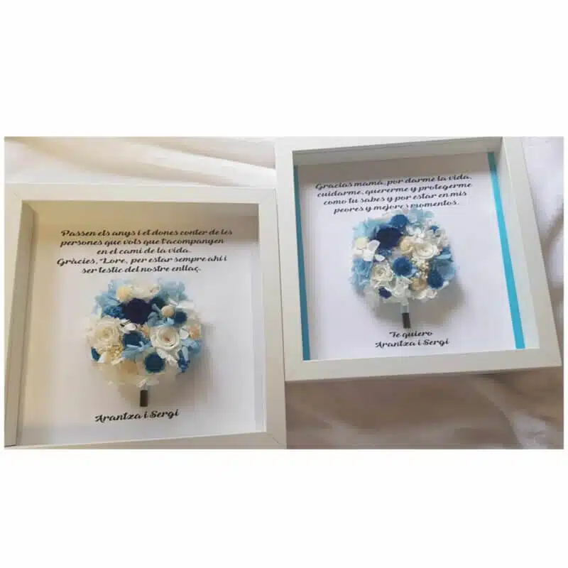 Cuadro personalizado realizado con flores preservadas