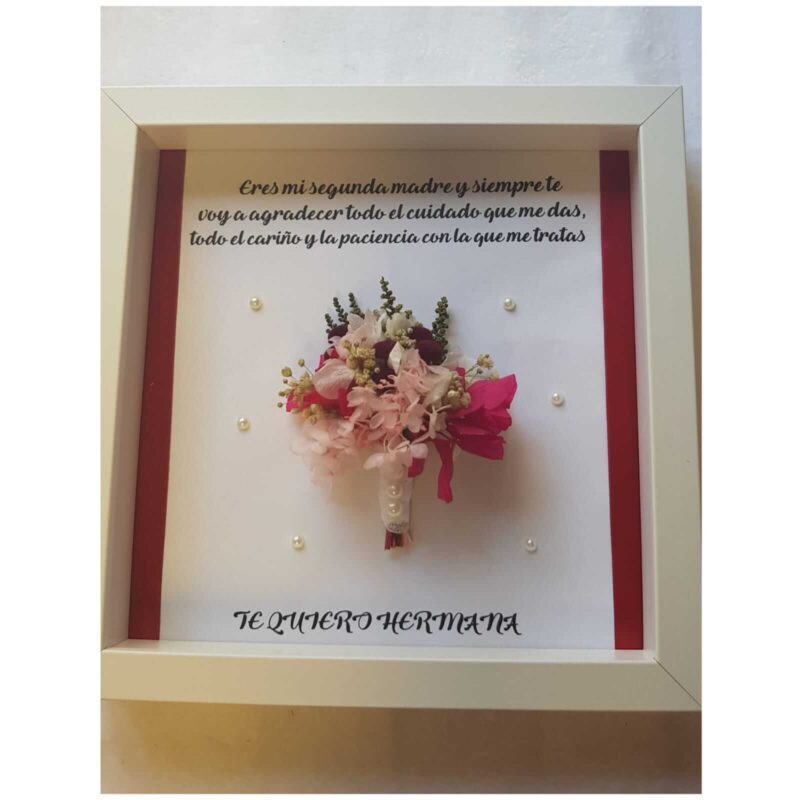 Cuadro personalizado realizado con flores preservadas