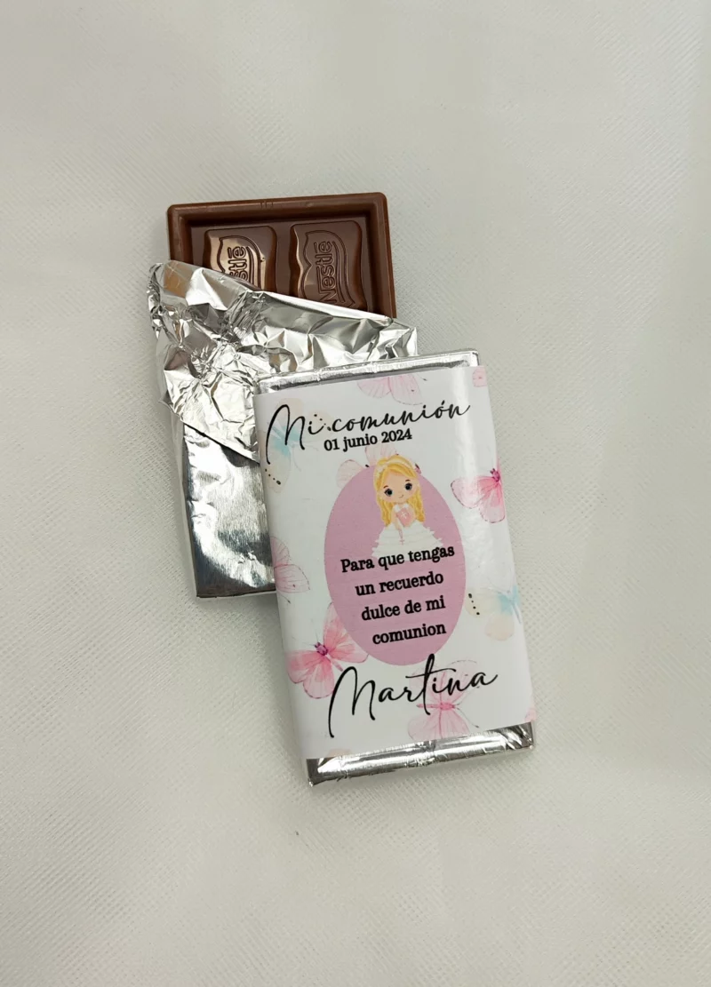 Chocolatina para primera Comunión con diseño único y personalizado