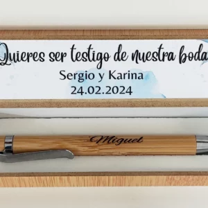 Bolígrafos con Caja para Pedir a Testigos de Boda