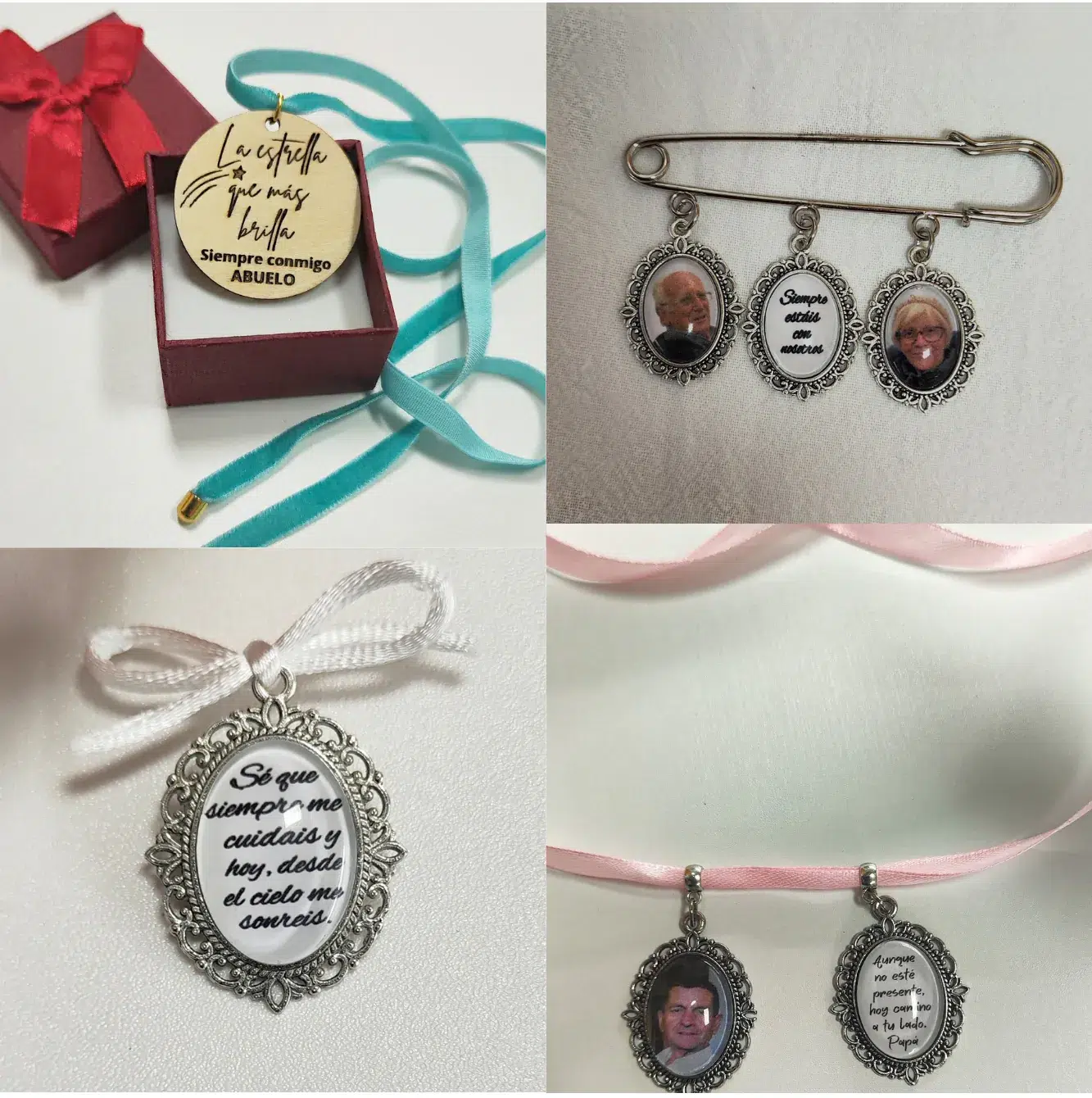 Camafeos y medallas personalizadas de madera para ramos de novia, con grabados a láser y cintas de terciopelo