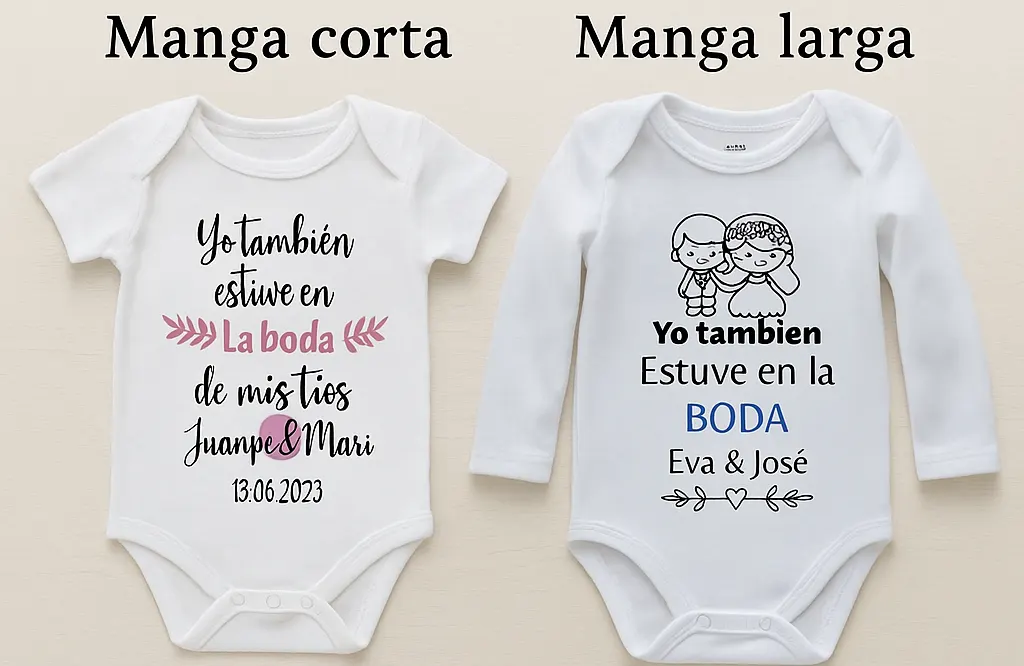 Body bebé personalizado para boda en manga corta y manga larga, algodón blanco