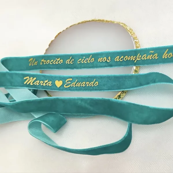 inta Terciopelo Personalizada Ramo Novia Bordado Dorado